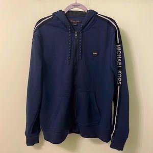 Michael Kors Logo Tape Cotton Blend Zip-Up Hoodie